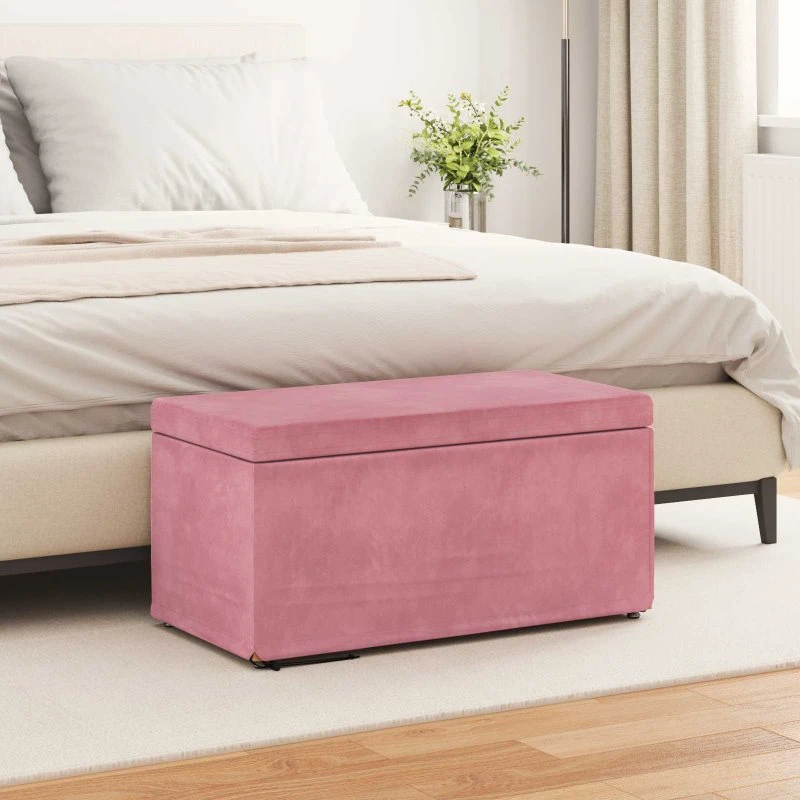 vidaXL Taburet Lyserød 81 x 41 x 40 cm Velour og Konstrueret Træ