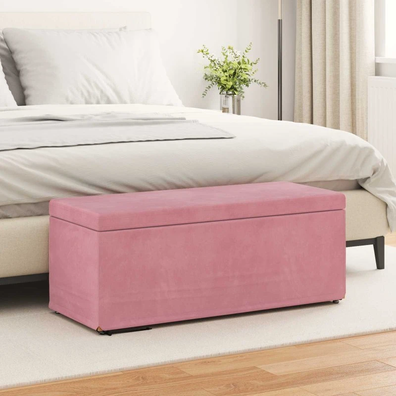 vidaXL Taburet Lyserød 101 x 41 x 40 cm Velour og Konstrueret Træ