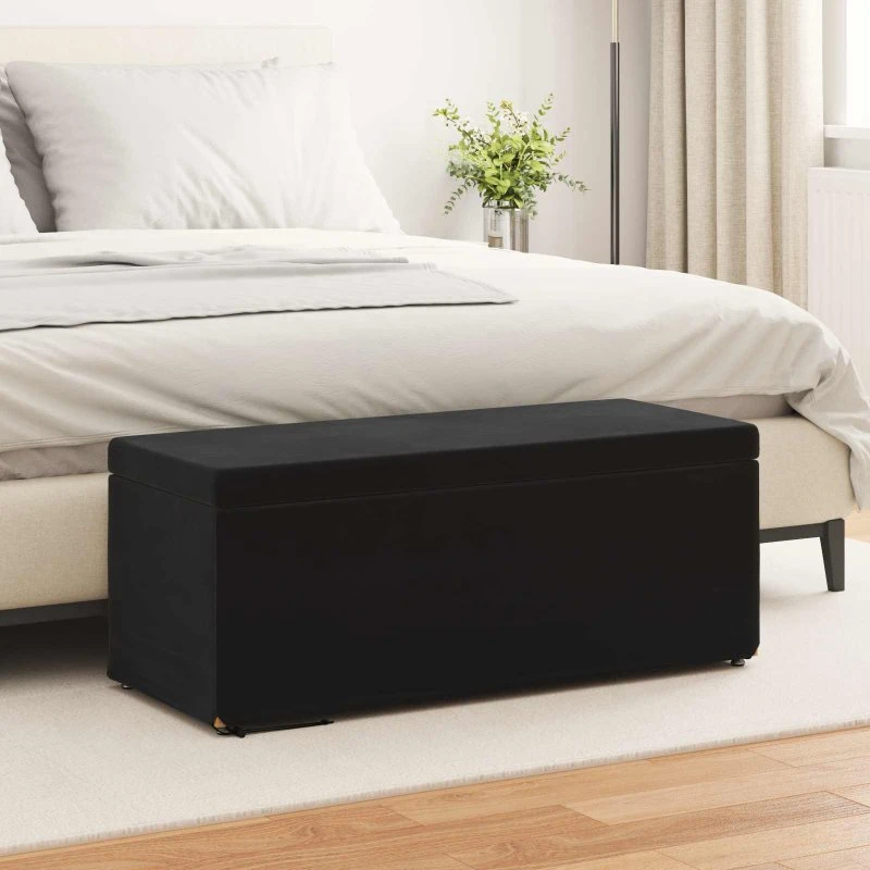 vidaXL Taburet Sort 101 x 41 x 40 cm, rygfri skammel i velour