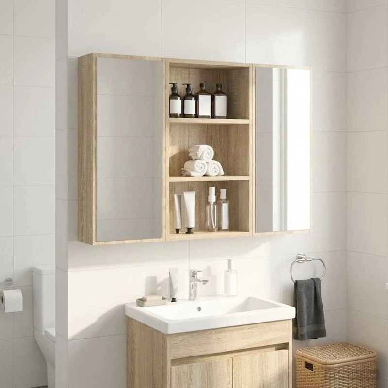 vidaXL Badeværelsesvægskab Sonoma eg 40 x 16 x 62,5 cm, konstrueret træ