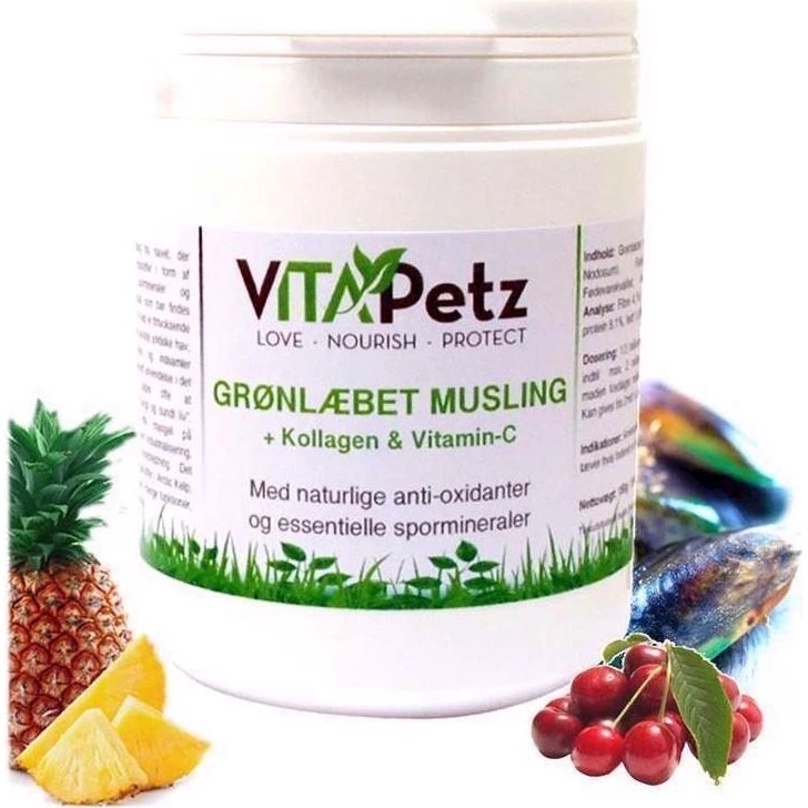 VitaPetz Grønlæbet Musling + Kollagen + Vit-C, 150 g