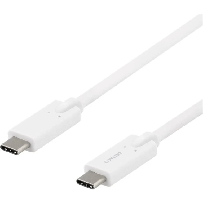 DELTACO USB-C til USB-C kabel 2M, 5Gbit/s, 5A, hvid