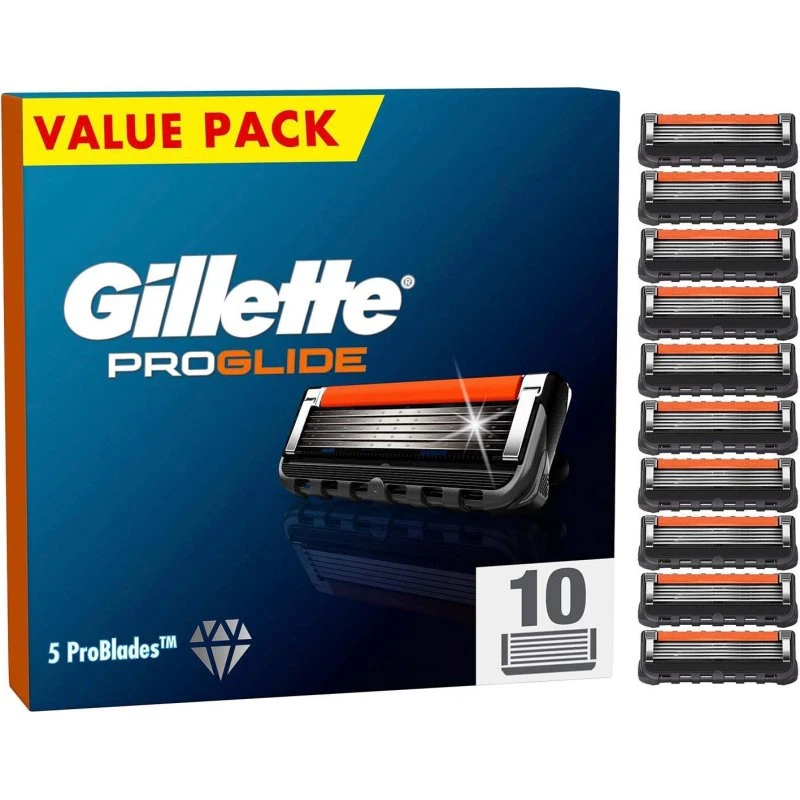 Gillette ProGlide 10-pak – Ultraskarpe barberblade med EverGlide-Lubrication