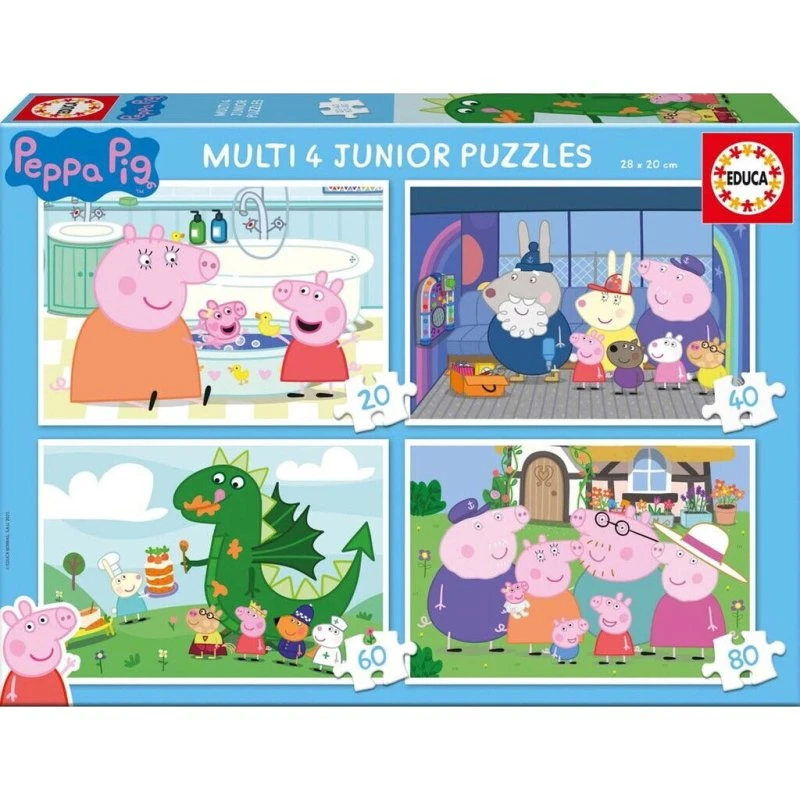 Educa Peppa Pig Multi 4 - 20/40/60/80 Brikker