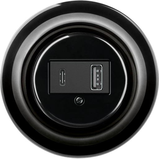ABB Decento USB-A+C stikkontakt, sort