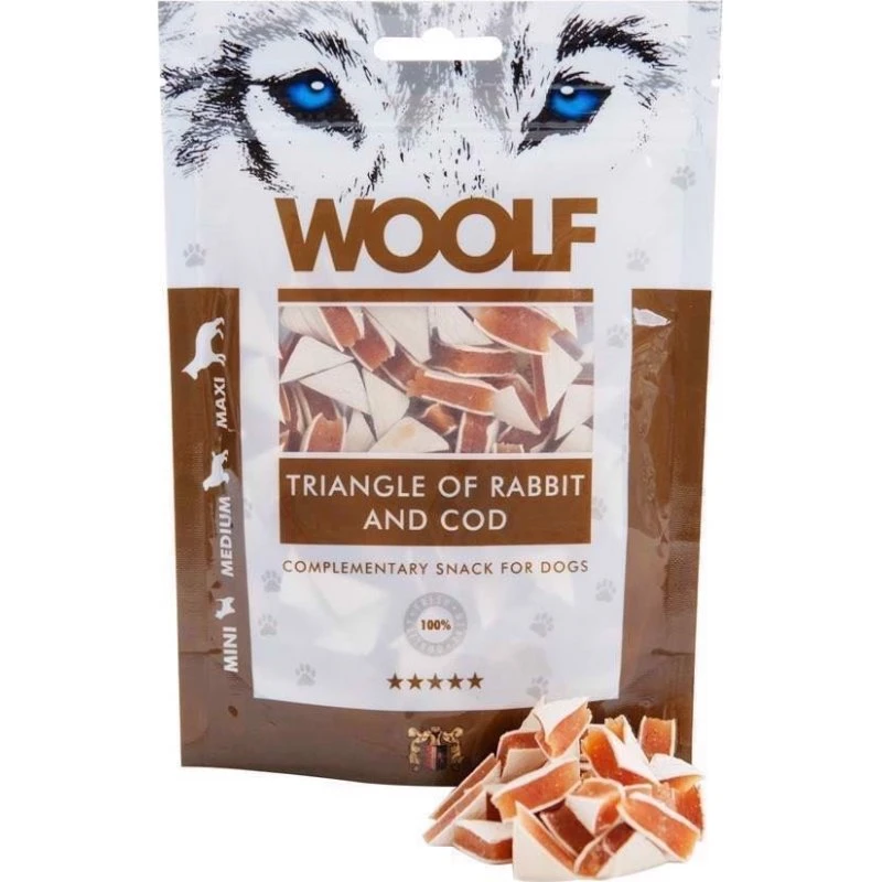 WOOLF Rabbit And Cod triangles, 100 g