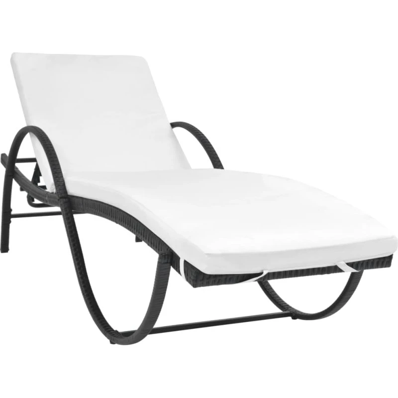 vidaXL liggestol med hynde polyrattan sort
