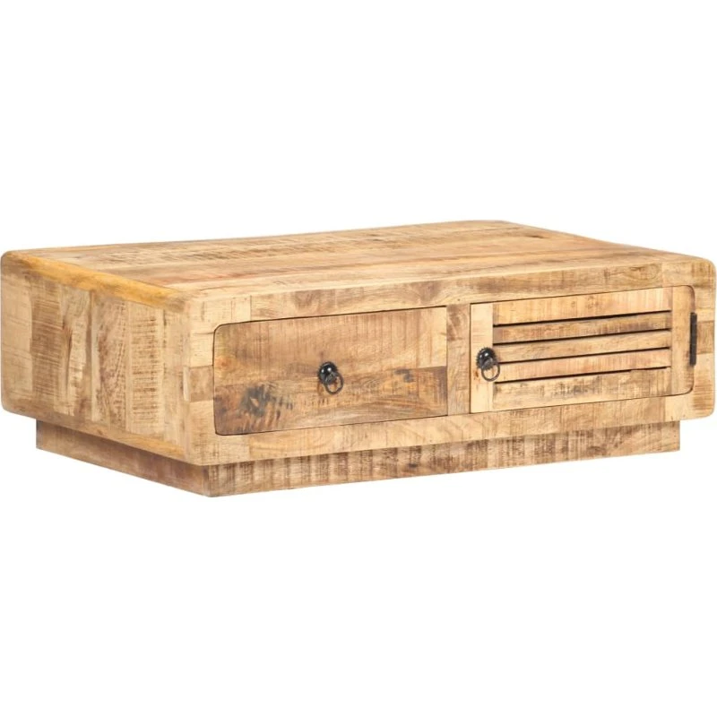 vidaXL sofabord 90x60x29 cm i ru mangotræ med låge og skuffe