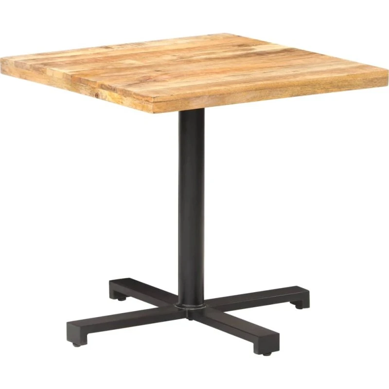 vidaXL bistrobord 80x80x75 cm i ru mangotræ med sort jernfod