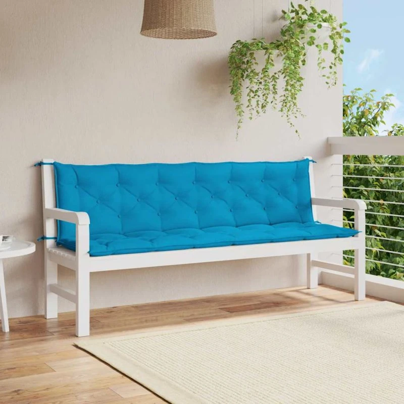 vidaXL Hynde til Havebænk 200x(50+50)x7 cm Lyseblå Oxfordstof