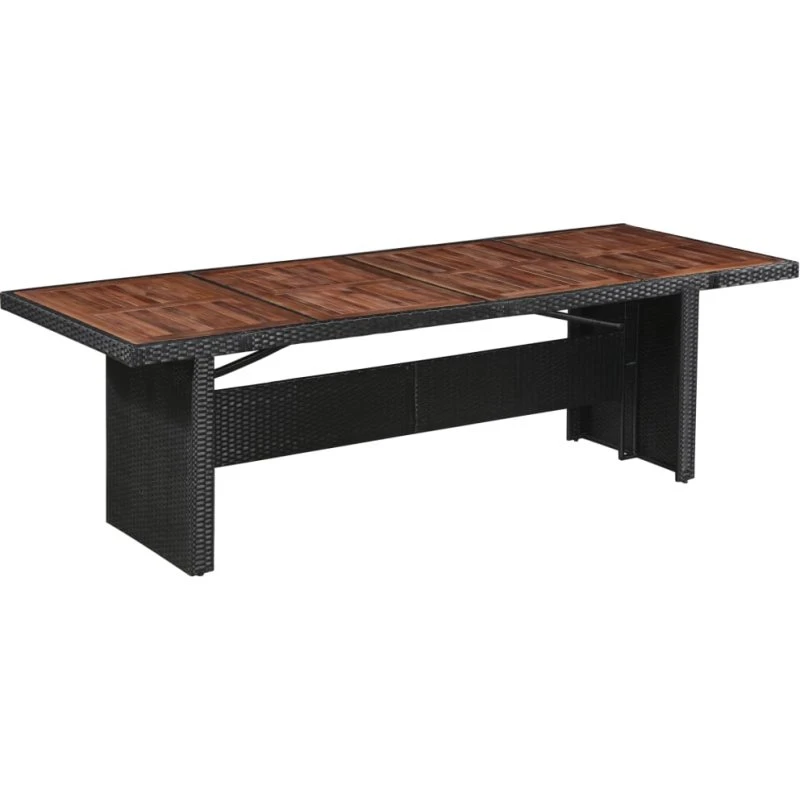 vidaXL havebord 240x90x74 cm polyrattan og akacietræ brun/sort