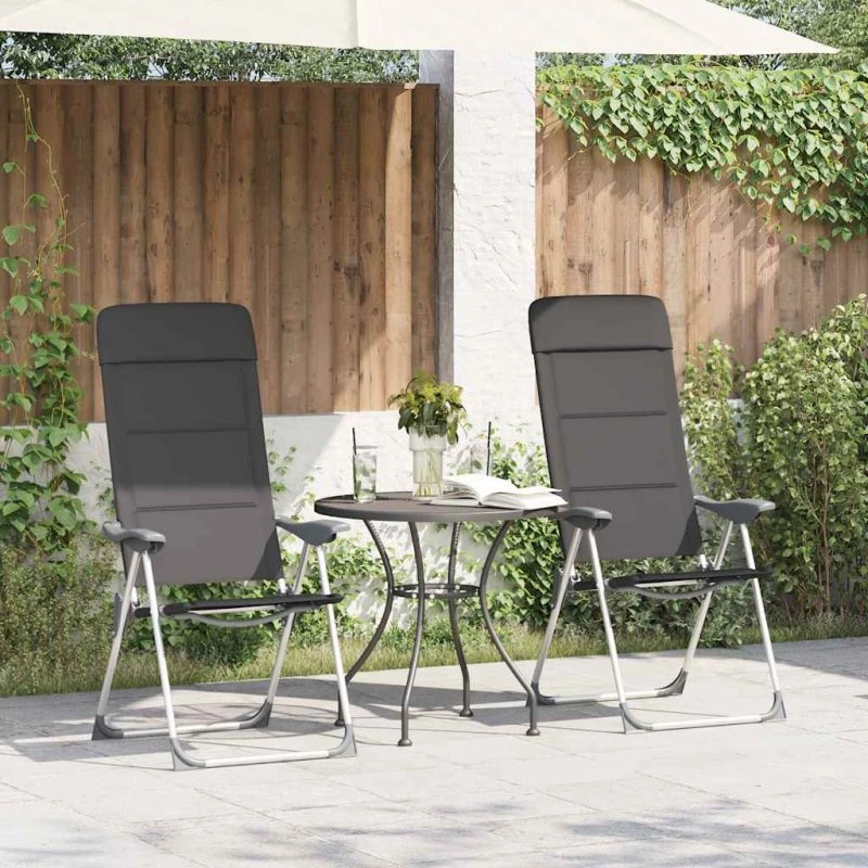 vidaXL Campingstole 2 stk. aluminium grå 58 x 69 x 111 cm