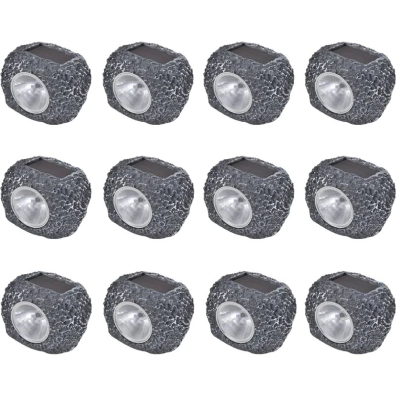 vidaXL 12 stk. solbaserede LED-spotlights, stendesign, sort