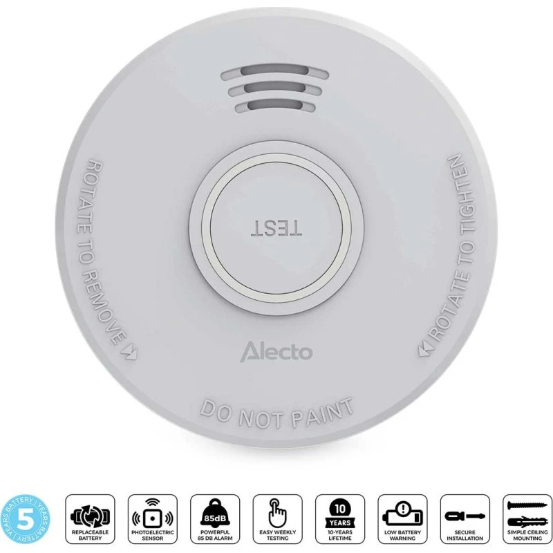 Alecto SD530 Røgalarm med 5 års batteri, Hvid