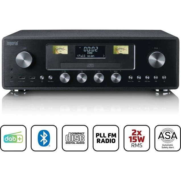 Imperial DABMAN280CDBK DAB+/FM Radio med CD, USB, Bluetooth og ASA-advarsler