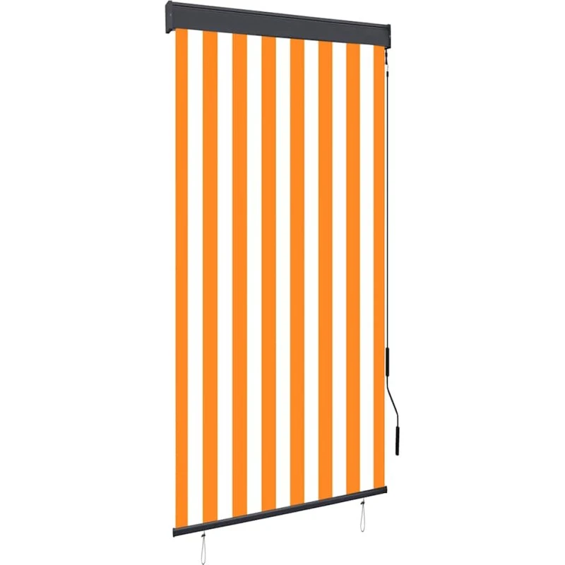 vidaXL Udendørs Rullegardin 80x250 cm Hvid/Orange med Håndsving