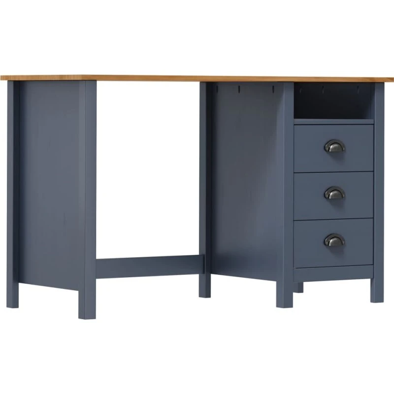 vidaXL Skrivebord Hill 120x50x74 cm, massivt fyrretræ, grå
