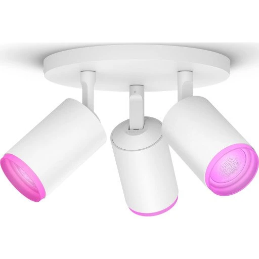 Philips Hue Fugato 3-Spot, hvid, med farvede GU10-pærer