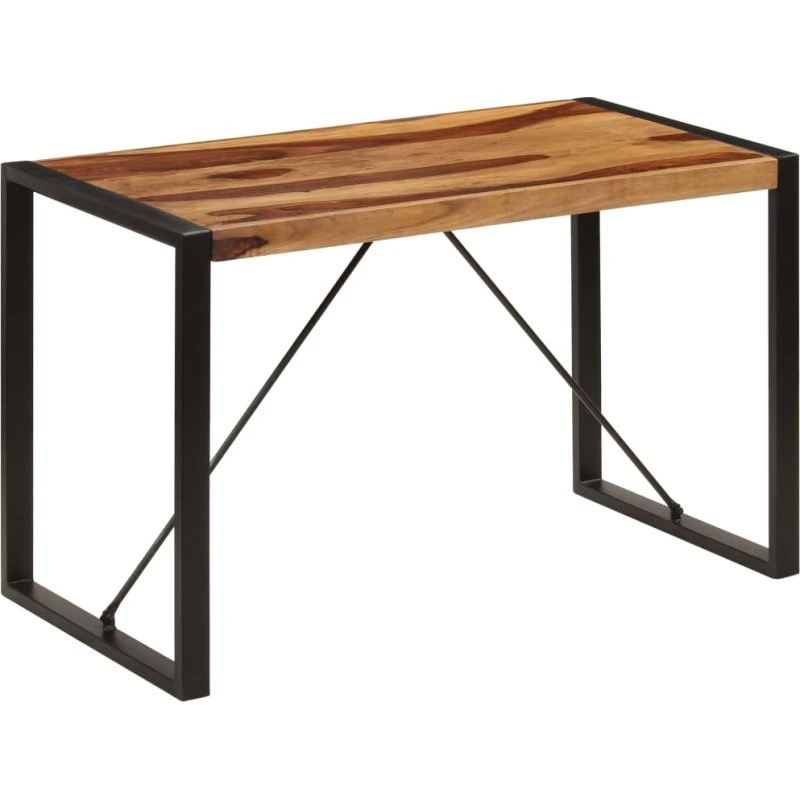 vidaXL Spisebord 120x60x76 cm i massivt akacietræ, brun/sort