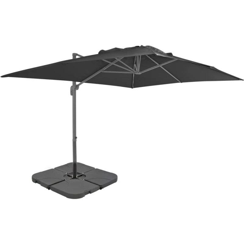 vidaXL Haveparasol 4x3 m med transportabel fod antracitgrå