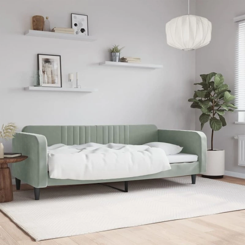 vidaXL Daybed 100x190 cm lysegrå velour