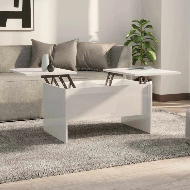 vidaXL sofabord 80x50x42,5 cm hvid højglans konstrueret træ