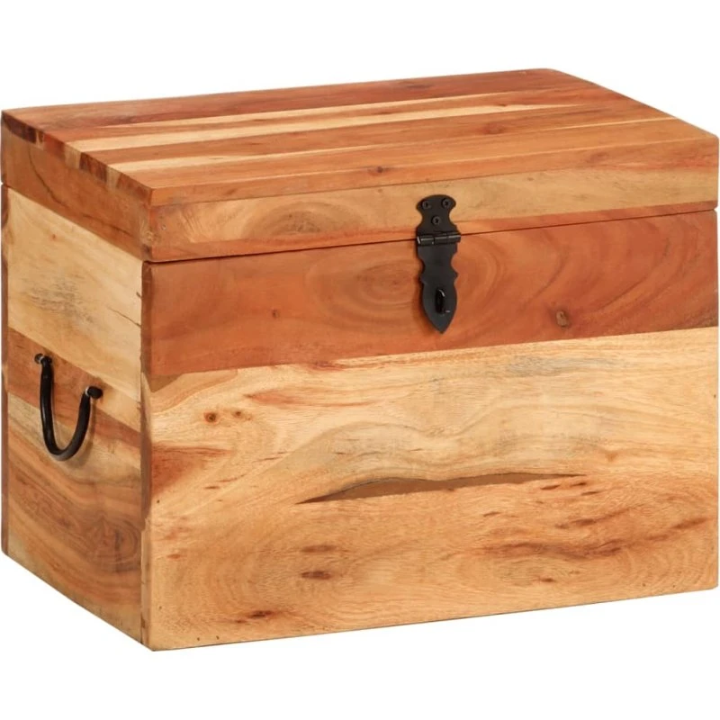 vidaXL Opbevaringskasse 39x28x31 cm i massivt akacietræ, antik look
