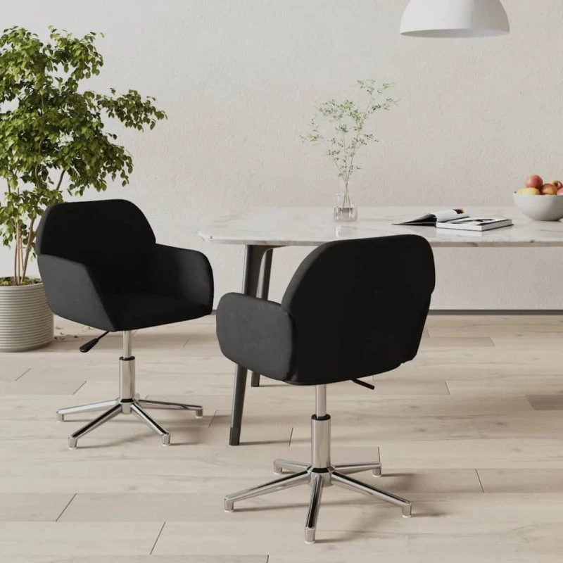 vidaXL Drejelige Spisebordsstole 2 stk. Sort Stof