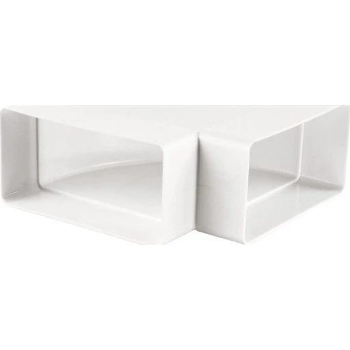 Duka 90° bøjning 110x55 mm hvid, over kort side horisontal