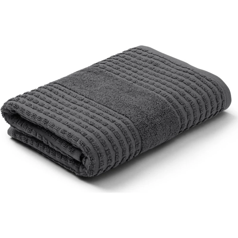 JUNA Badehåndklæde 70x140 cm – 100% økologisk bomuld, mørkegrå check