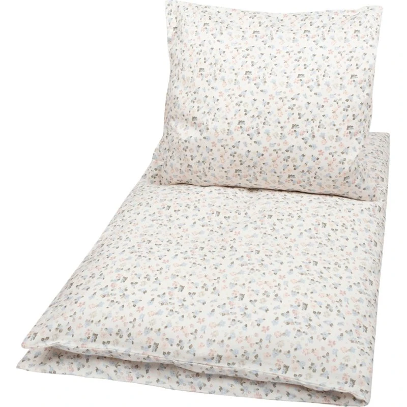 Müsli Baby Sengetøj 70x100 cm - 100% Økologisk Bomuld - Blomster - Rosa