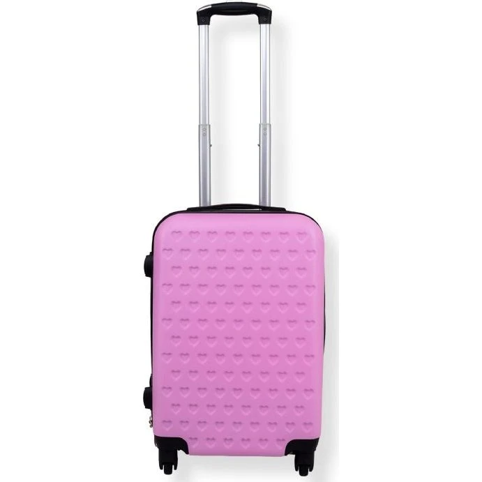 Lyserød kabinekuffert med hjerter – ABS-hardcase, 37 L, 2,4 kg