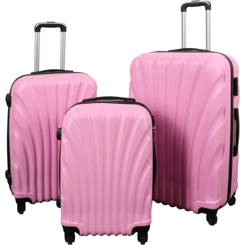 Musling Lyserød 3-PC Hardcase Kuffertsæt med 360° Hjul & Lås