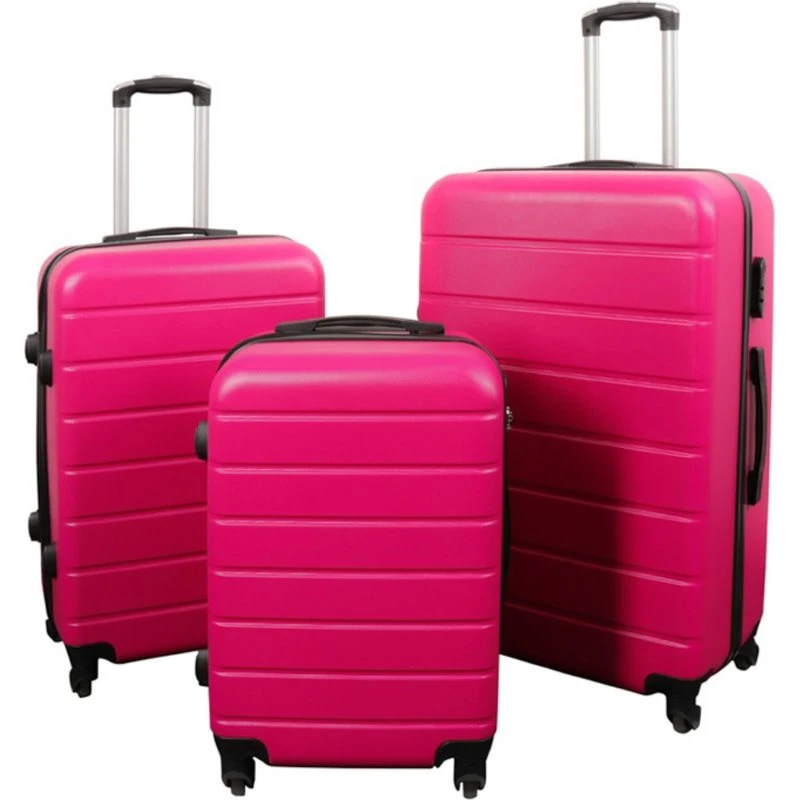 Pink Striped 3-Piece Hardcase Kuffertsæt med 360° Hjul