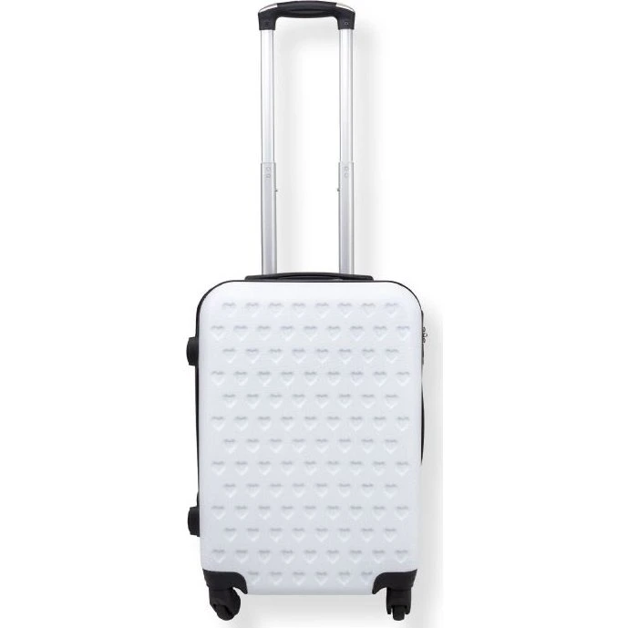 Hvid kabinekuffert med hjerter – Hardcase, 2,4 kg, ABS plast