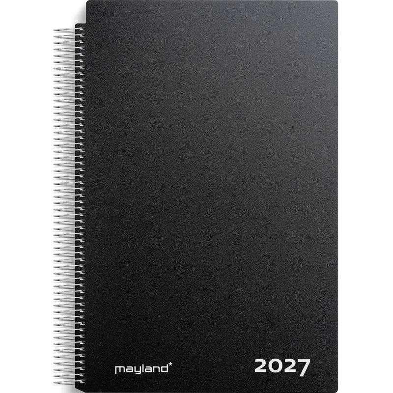 Mayland Aftalekalender A4 Dag 2027 Sort PP-Plast