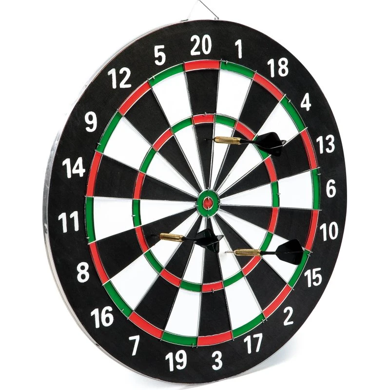 Vini Stort Dartspil 43 cm med 6 Pile, Sort/Hvid