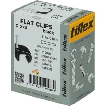 Tillex Kabelclips flad 3x5 mm, 100 stk, sort