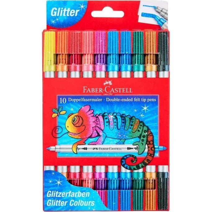 Faber-Castell Tusser Dobbelt Tyk/Tynd Glitter 10 Ass