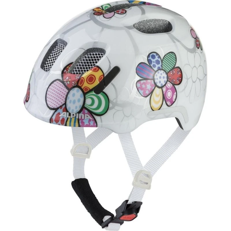 Alpina Ximo 2 Flash Cykelhjelm til Børn, Hvid med Blomster, 49-54 cm