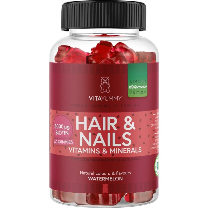 VitaYummy Hair & Nails Watermelon 60 stk. (Summer Edition)