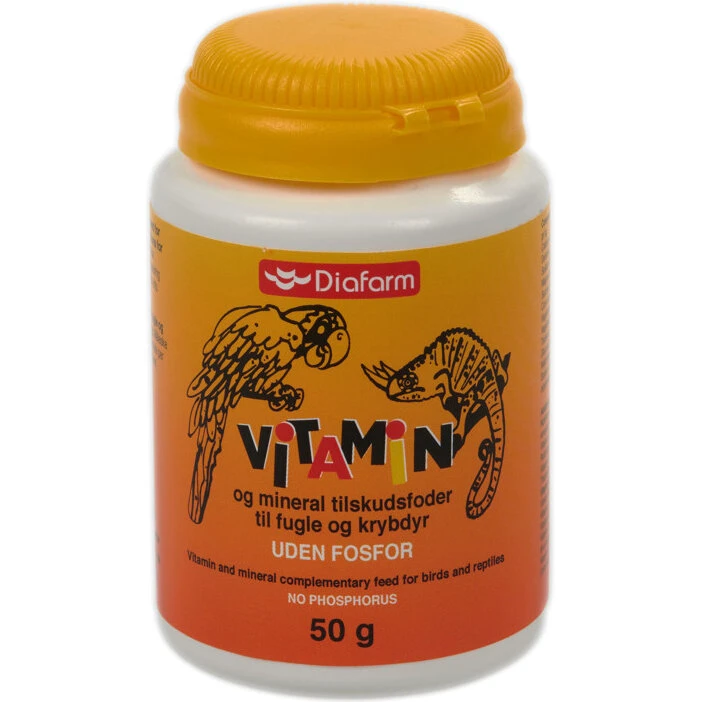 Diafarm Vitaminer til fugle og krybdyr uden fosfor 225 g