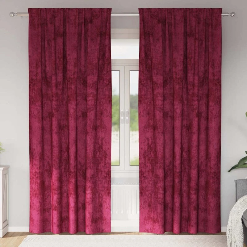 vidaXL Velour Gardiner 260 x 140 cm Vinrød Fløjl