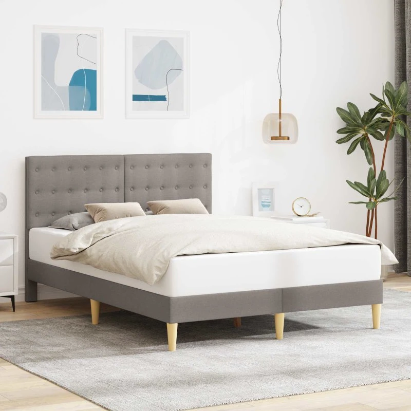 vidaXL Sengestel med Hovedgærde Gråbrun 140 x 190 cm