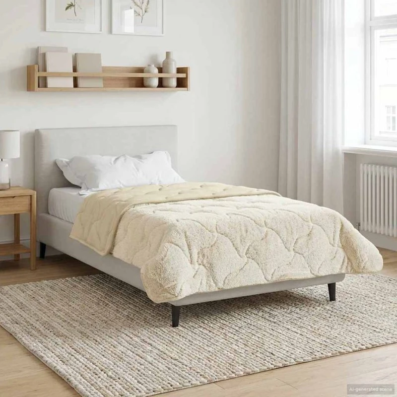 vidaXL Helårs Dyne Creme 135x220 cm Mikrofiber & Teddy Fleece