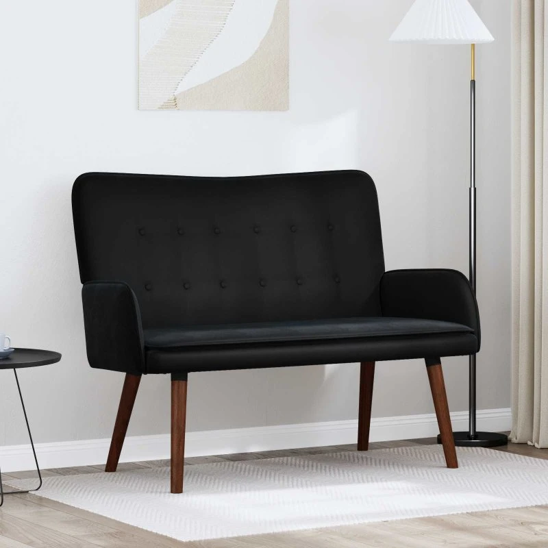 vidaXL 2-personers sofa i sort velour 115 x 61 x 87 cm
