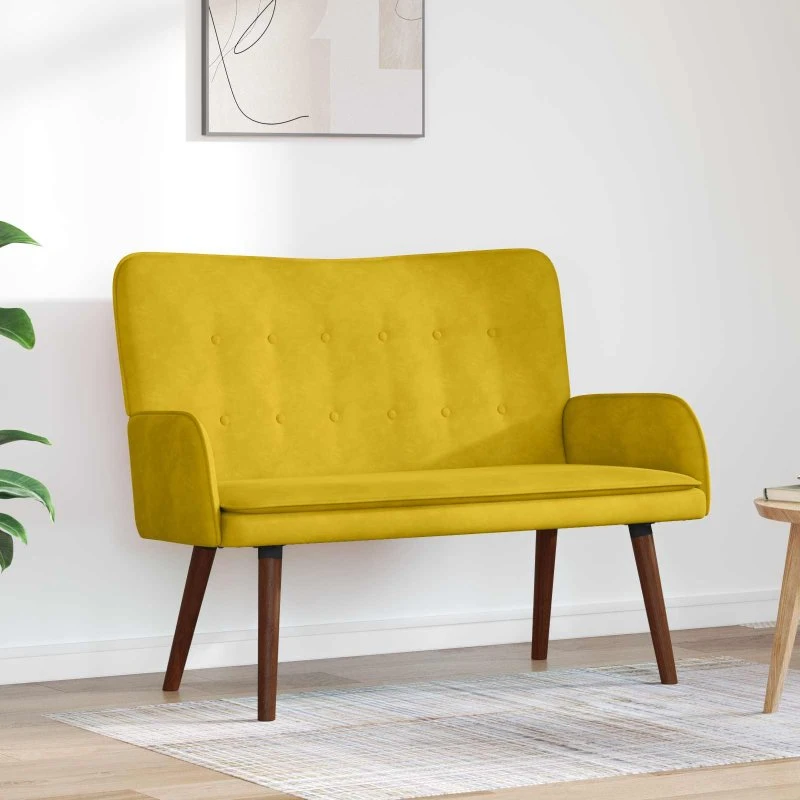 vidaXL 2-personers sofa i velour, gul, 115 x 61 x 87 cm