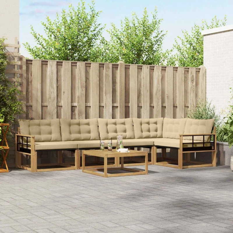 vidaXL Udendørs Sofagruppe 6 pcs Hvid/Beige Akacietræ