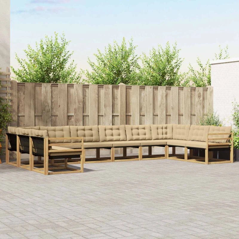 vidaXL Udendørs Sofagruppe 10 dels Hvid/Beige i Akacietræ