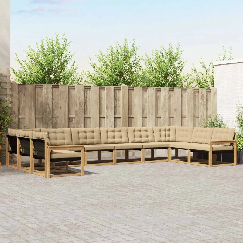 vidaXL Udendørs Sofagruppe 10 pcs Hvid/Beige i Akacietræ